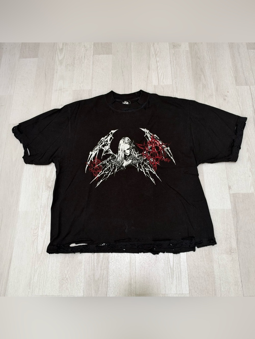 FA Y2K Men’s Goth Graphic Distressed Black T-Shirt Size S